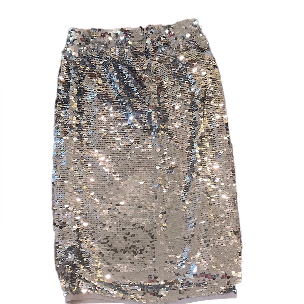 Halogen Silver Sequined Skirt SP - Picture 4 of 11